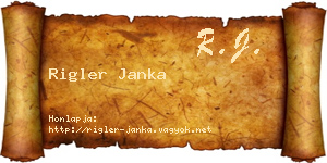 Rigler Janka névjegykártya
